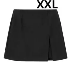 【XXLサイズ】GU / ローウエスト起毛スリットミニスカート（BLK）