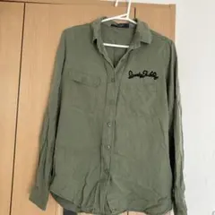 Ciaopanic オリーブ色 刺繍入り長袖シャツ