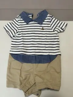 ストライプ柄ロンパース 60cm