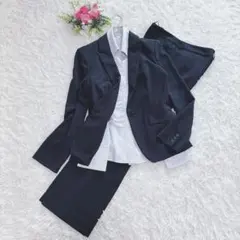 【11】エスプリミュール スーツ 3点セット 濃紺 シャドーストライプ