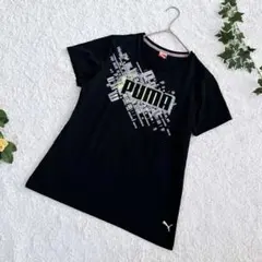 PUMA プーマ レディース 半袖 Tシャツ ブラック L ロゴグラフィック