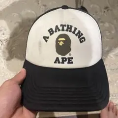 A BATHING APE メッシュキャップ ブラック ホワイトのサムネイル