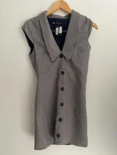 ZARA チェック柄 ノースリーブ ミニワンピース M