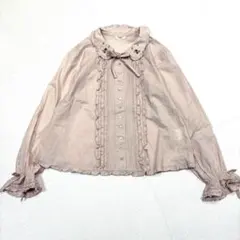 【極美品/近年】ピンクハウス　ピコフリル　リボン　ピンタック　ブラウス　花刺繍