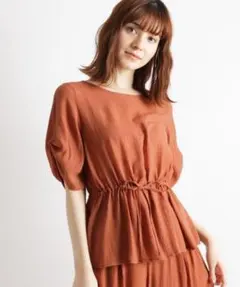 grove UVスラブウエストドロストブラウス　（M）ブラウン　レーヨンブレンド