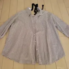 Navy ストライプ柄 長袖シャツ Mのサムネイル