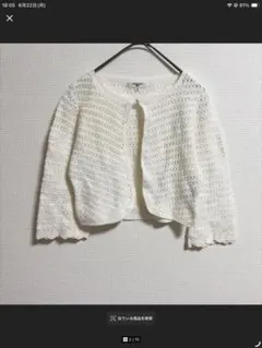 【ナチュラルビューティ】透かし編みニットカーディガンスタイルアップ短丈　Sのサムネイル