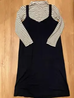 マタニティ　ワンピ　ボーダー重ね着風