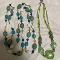 ベネチアンガラストップのネックレス、超ロングネックレスの2点セット