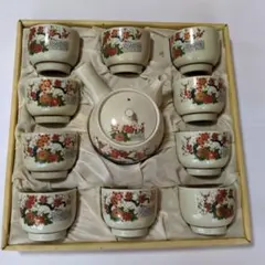 〈九谷焼 林山〉急須と湯呑み10個セット 昭和レトロ