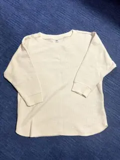 UNIQLO オフホワイトワッフルクルーネックT 七分袖