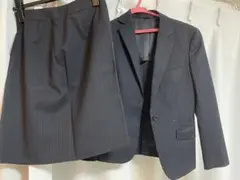 【9号】ネイビー ストライプ スカートスーツ 上下セット