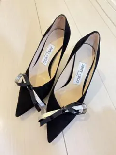 【美品】jimmy choo♡ブラックリボンパンプス