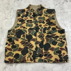 USA製　ダックハンターカモ　トップス　中綿ハンティングベスト　古着　ブラウンL