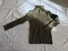 シーイン SHEINリブ編みタートルネックセーター 6Y オリーブ
