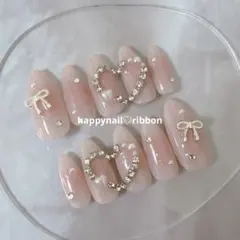 【サイズ、種類変更、透明ケース】ネイルチップ ワンホン キラキラ ハート