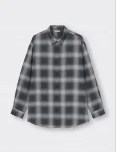 1回着 GU イージーケアシアーオーバーサイズシャツ(長袖)(チェック) L