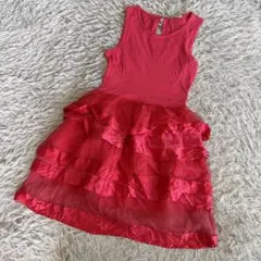 miu miu ミュウミュウ ティアードフリルワンピース レッド XS シルクのサムネイル