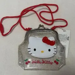 希少 Hello Kitty がま口 コインケース ラメ ハローキティ 紐付き
