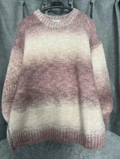 LOWRYS FARM ピンクグラデーション セーター L