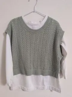 グローバルワーク 重ね着ニットベストセット 長袖カットソー 120