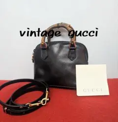 美品 極希少！Gucci バンブー レザーミニハンドバッグ ショルダーバッグ廃盤