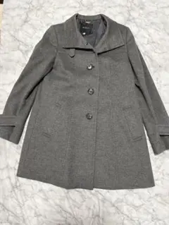 美品 ボッシュBOSCH スタンドカラー ジップアップ Aライン ウールコート