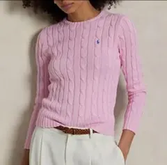 未使用　ラルフローレン ケーブルニットセーター ピマコットン Lピンク