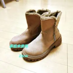 ベージュ スエード ムートンブーツ サイドジッパー付き