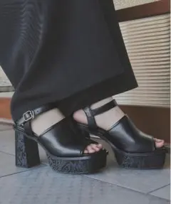 HARE ハレ ガラソールチャンキーサンダル 厚底 ストラップ ブラック 黒 L