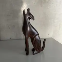 木製 狐 犬 彫刻 オブジェ