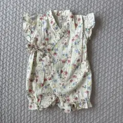 【人気完売品】アプレレクール　花柄　ベビーロンパース甚平　女の子　80cm