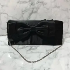 冠婚葬祭 リボン付きブラックフォーマルバッグ パーティーバッグ