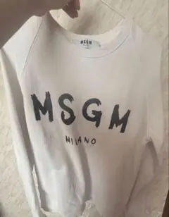 MSGM ロゴプリント スウェット トレーナー ホワイト S （急ぎ‼️）