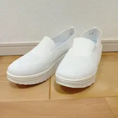 ホワイト＊メッシュ＊スリッポン厚底スニーカー＊サイズ36