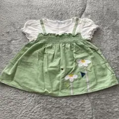 familiar 花柄刺繍 フリル付き トップス　チュニック 80