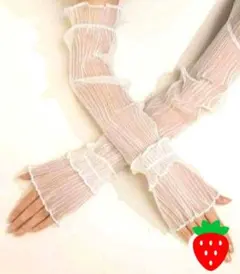 ●手袋　アームカバー　白　レディース　レース　付け袖　コスプレ　卒業式　uv　冬