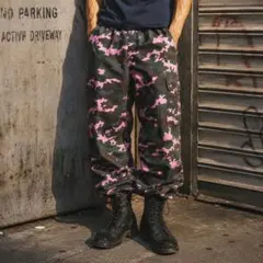 【Y2K】 ストリート カモ柄 ナイロンパンツ 迷彩 軍パンのサムネイル