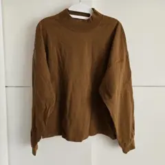ユニクロ ユー モックネックT 茶 長袖 M トップス ロンT カットソー