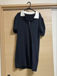 shein ネイビー ホワイト 襟 半袖ポロ　ワンピース