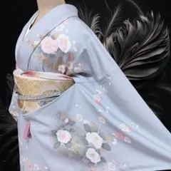 ❰6595❱ フルセット　訪問着　灰水色　裄69　袋帯　入学式　お宮参り　七五三のサムネイル