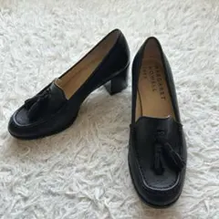 極美品✨マーガレットハウエル　タッセルローファーパンプス　ヒール　レザー　革　黒