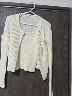 MOUSSY リブ編みアイボリー長袖カーディガン