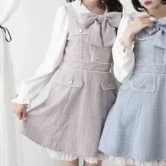 ハートパールお嬢様ツイードワンピース (ピンク)のサムネイル