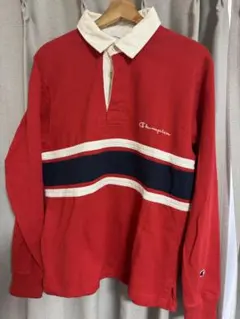 【値下げ】Champion レッド 長袖ポロシャツ M