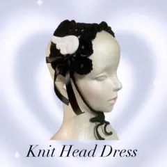 【ハンドメイド品】ロリィタ　ヘッドドレス　ブラック　リボン　アクセサリー　天使
