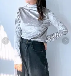 As Know As Plus ベロア トップス 長袖 ハイネック トップス