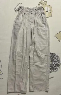 tiptop レースアップハイウエストデニムパンツ　白ズボンのサムネイル