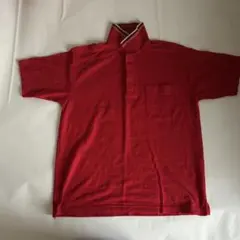 赤 ポロシャツ 半袖 ストライプ襟　レディース　古着　レトロ