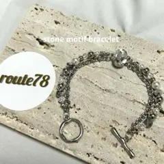 610.キラキラ　ビーズ　ブレスレット　ハンドメイド　チェーン　シルバー